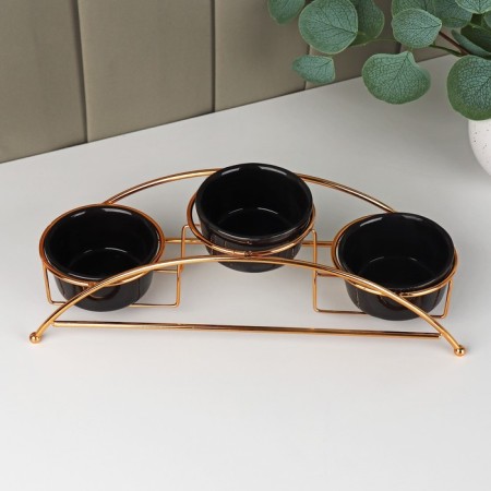 Ceramic saucer set "Bohemia", 34 × 11 × 10 cm, 3 pcs, black color-1