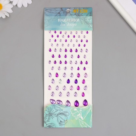 Stick plastic rhinestones "droplets of different sizes" mix 9x16.5 cm-1