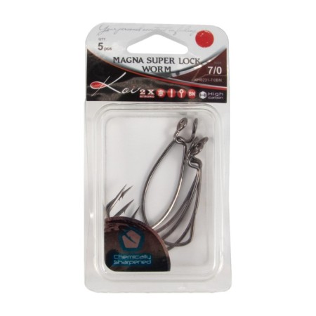 The hook KOI Magna Super Lock Worm, size 70 Int, BN color, offset 5 pcs.-4