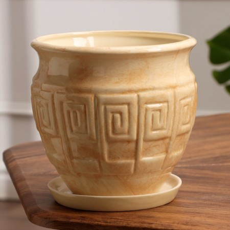 Set of pots 3pcs. "Meander" beige 10l, 3l, 1.2l-1