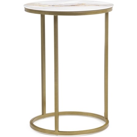 Iberis Round, Metal, White/Gold 40x40x56 cm coffee table