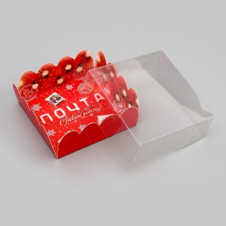 Cookie box, confectionery packaging, "New Year's Post", 7 x 7 x 3 cm, New Year-3