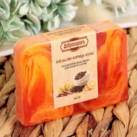 SPA soap - care for the bath and sauna "Orange - cinnamon - coffee" Dobroparov Handing work 80 grams-3