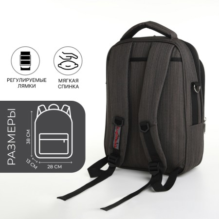 Backpack - male bag, textiles, gray color-2