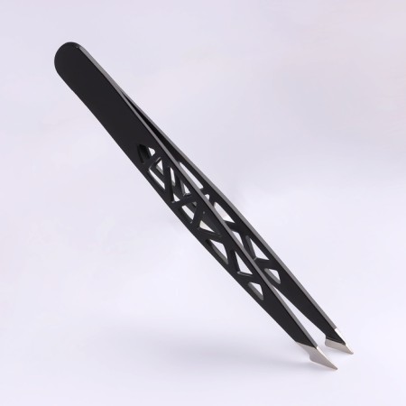 Pinzet "Geometry", beveled, pointed, 9.5 cm, black color-2