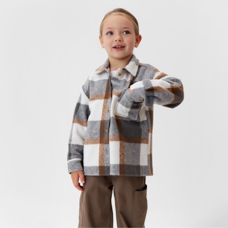 Children's shirt kaftan insulated, gray-beige color, size 30 (98-104 cm)-5