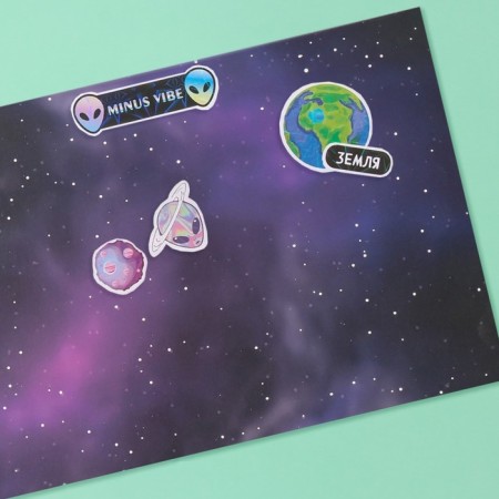 Stickers in the book "Cosmography" + 3 background holography 20.7x14.2 cm-2