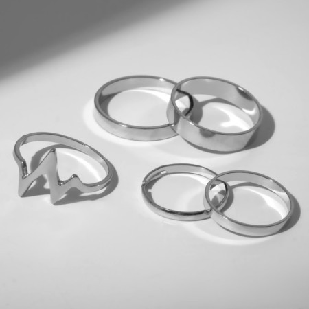 Ring set 5 pieces "grace", size mix, color silver-2