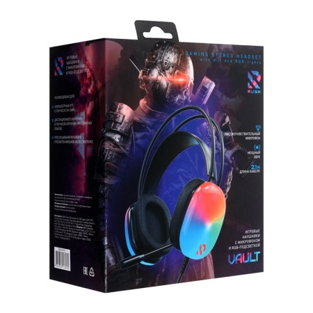 Headphones Smartbuy Rush Vault SBHG-9780, game, full-size, backlight, 3.5mm, 2.1m, black-9