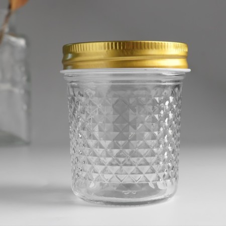 Bank for candles glass with a lid "Romb" transparent 200 ml 7x7x8.5 cm-1