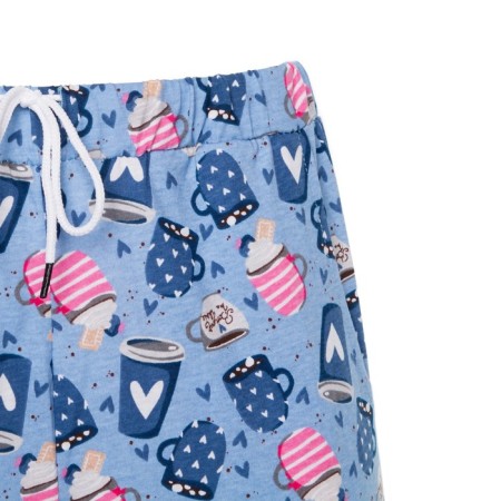 Female trousers with print, blue color, size 46-1