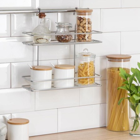 Realing shelf is straight, 2-long, 30 × 10 × 31.7 cm, d = 16 mm, chromium color