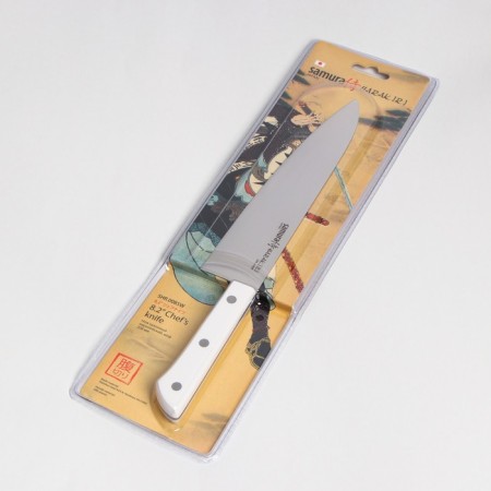 Kitchen knife samura harakiri, chef, blade 20.8 cm, white hilt-4