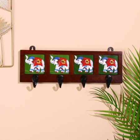 Ban "Caravan" Elephants, 22*4*12cm, wood, 4 hooks, color mix-2