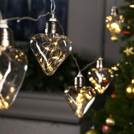 Garland “thread” 3 m with nozzles “heart bulbs”, ip20, transparent thread, 80 LED, glow warm white, 8 modes, 220 V