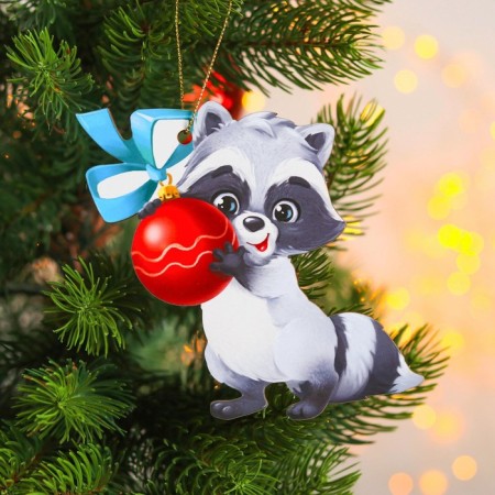 New Year's wooden pendant "New Year! Raccoon "-1