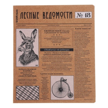 Notebook of 48 sheets in the Erichkrause "News", Craft Carton, OFSET block 100%, mix-3