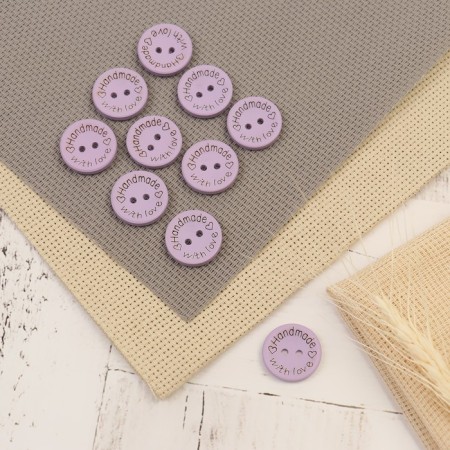Set of wood stripes "Hand Made with Love", 2 × 2 cm, 10 pcs, lilac color