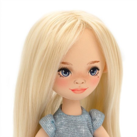 Soft doll MIA "In a blue dress", 32 cm-5