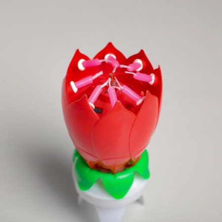 Candle for the cake musical "Tulip", spinning, red, 14.5 × 6 cm-8