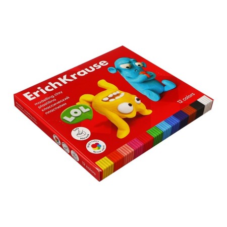 Plasticine 12 colors, 216 g, Erichkrause "Jolly Friends", with a stack, in cardboard packaging-12