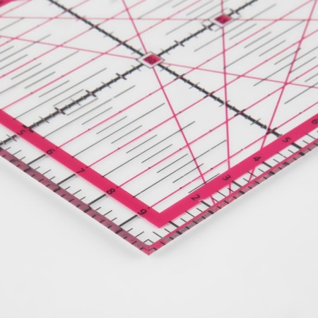 A quilting and patchwork ruler, 45 × 10 cm, thickness 3 mm, transparent/pink color-1