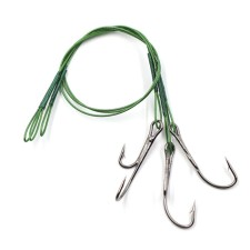 The leash of the steel Namazu Leader 1x7 Coated Green, D = 0.42 mm, l = 20 cm, with a lively hook