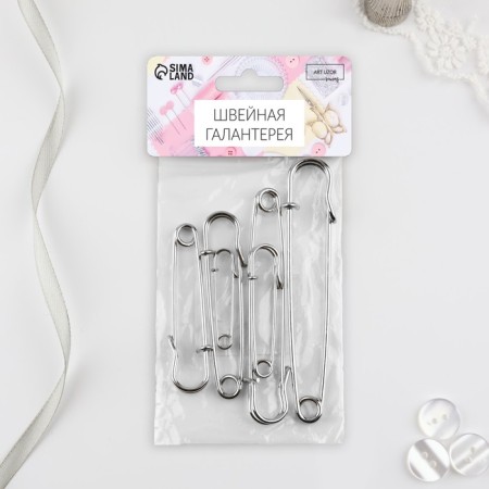 Set of hats pins, 38 /50 /63 /70 /90 /100 mm, 6 pcs, silver color-3