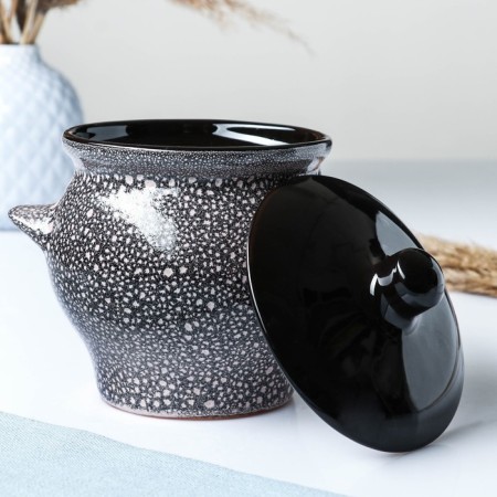 Ceramic pot for baking No. 6, 0.65l / 12x12cm, marble-1