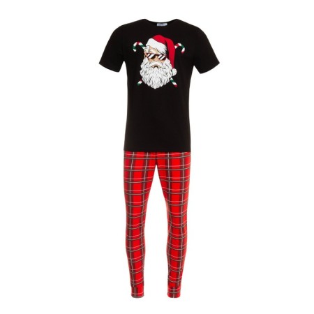 Pajama New Year's male KAFTAN "Santa Claus", red/black color, size 50-8