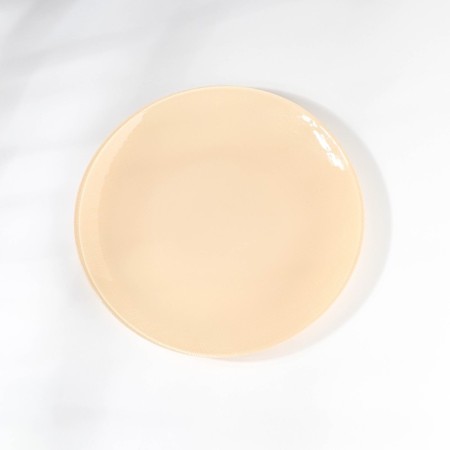 Ivory plate, glass, d = 21 cm, beige color-1