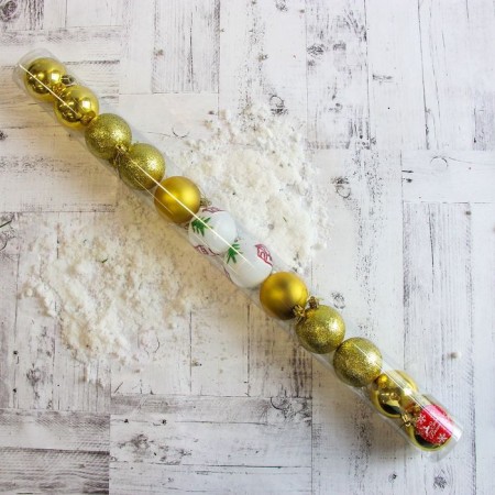 Set of balls plastic D-6 cm, 12 pcs "Kuzo" gold-1