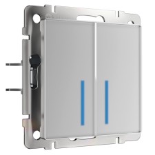 W4520006 touch switch, two -key, with backlighting, 1000 watts, silver