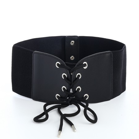 Women's belt, width 10 cm, black color-4