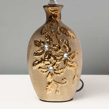 Lamp table ceramics "Flowers" bronze, rhinestones E14 40W 38x20x20 cm-4
