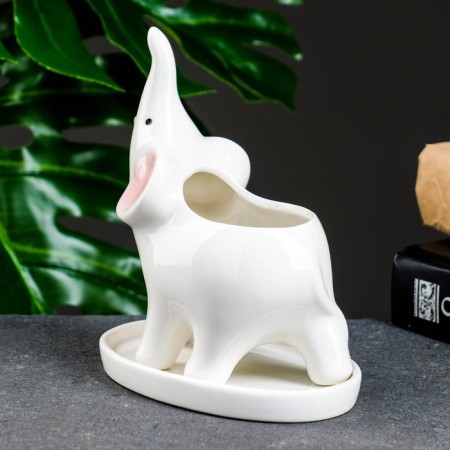 Pot "Elephant Gideon" White, 14.5x7.5x12cm-3