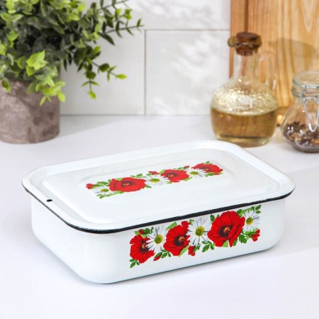Metal container with a lid, 1.5 l, neckline Mix, white color-6