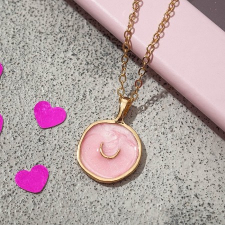 Pendant "Art" horseshoe, pink color in gold, 40 cm