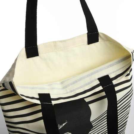 Bag Schoper without fastening, from textiles, beige color-2