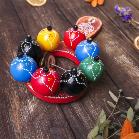 Musical instrument Marakas with balls and plates rainbow 25x13x5 cm mix-8