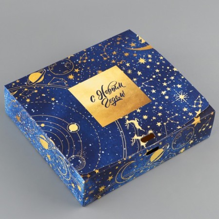 Folding Gift Box "Cell and Cozy", 20 x 18 x 5 cm, without tape, New Year-3