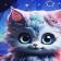Penal 1 section, 140 x 200 x 40 mm, 2 folding strips, textile, PCT 09-22-19 "Fantasy cat" (drawing with a metallic effect) 72207