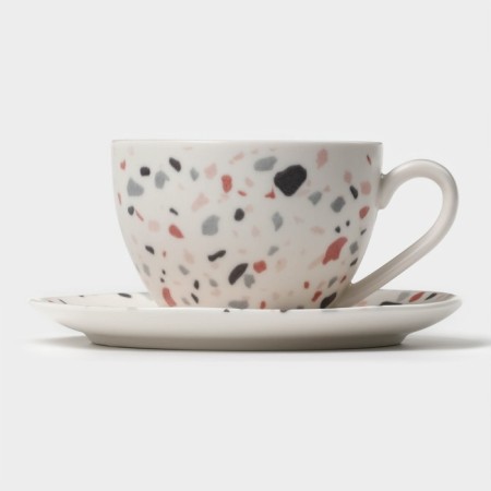 Set of Porcelain Magistro TERAZZO, 4 objects: 2 cups 150 ml, 2 saucers d = 12.5 cm-3