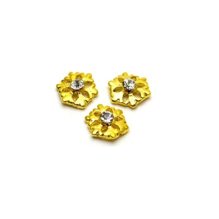Metal fittings Pole "Snowflake Golden with Stone", 2 pcs