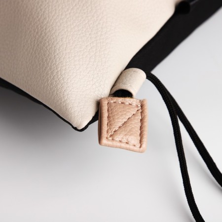 Shoe bag on the lace, Textura, black/beige color-3