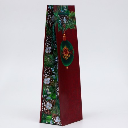 New Year. New Year's gift package for a bottle, packaging "marvelous ball", 12 x 36 x 8.5 cm.-1