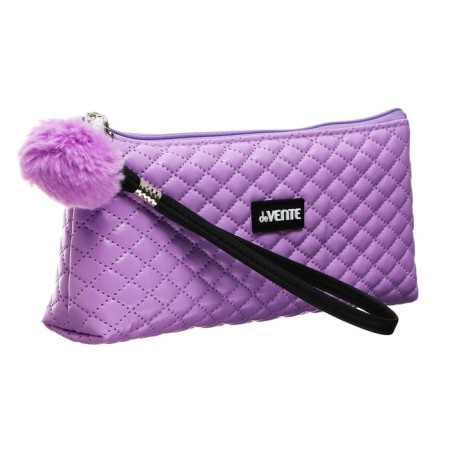 Penal is soft, 1 compartment, 80 x 210 x 35 mm, voluminous, Devente, Classic, fantle leather, with a pen, lilac