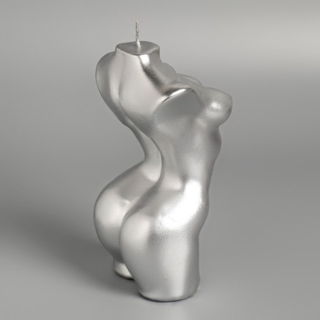 Figure candle Lacked "Women's silhouette", 15 cm, silver-3