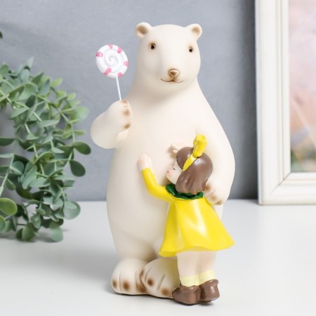 Souvenir Polystone "Bear hugs the baby, with a lollipop" 10.5x11x21 cm