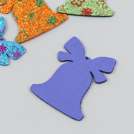 Decor "Bell" 5x6 cm mix set 6 pcs foam glitter-2